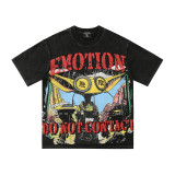 New 25ss Cross-Border American Street Style Pure Cotton Hip-Hop Short-Sleeve Casual Rhinestone T-Shirt