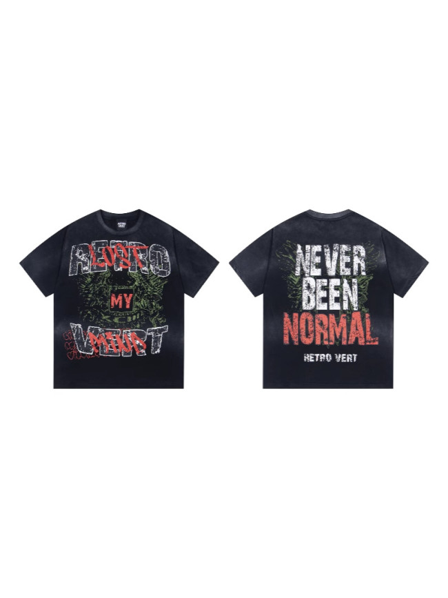 New Retrovert printed letter trendy brand short-sleeve summer casual versatile shirt