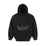 American-style autumn and winter HUNI SAINT foam letter print color-blocked drop-shoulder loose-fitting fleece hoodie for men and women