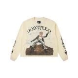 Cross-border trendy new American street hip-hop printed retro waffle casual long-sleeve T-shirt