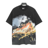 American high street fashion brand summer hip-hop casual racing sunset print loose short-sleeve T-shirt