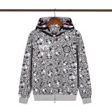Cross-border trendy brand Glo Long's new full-print hooded pure cotton zip-up American street hip-hop sweatshirt