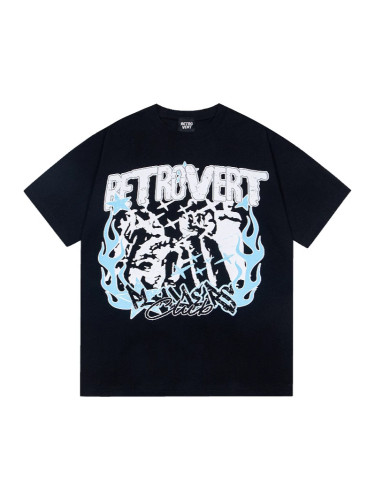 Retrovert trendy American high street short-sleeve men's T-shirt, casual and versatile, trendy brand