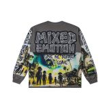 Cross-border American fashion  new American street hip-hop full-print pure cotton long-sleeve T-shirt