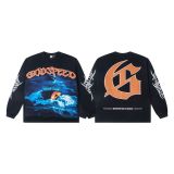 Cross-border American fashion new style American street hip-hop printed retro pure cotton casual long-sleeve T-shirt