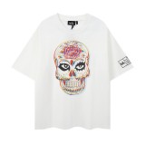 Trendy Skull Print Loose Short-Sleeve T-Shirt for Men, Breathable for Summer