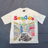 Cross-border American fashion TRIPLE SEVENS new printed American street hip-hop pure cotton short-sleeve T-shirt