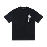 Trapstar American fashion brand black and white printed casual pure cotton short-sleeve T-shirt cross-border British y2k high street hip-hop