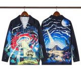 Cross-border American fashion Casblanca long-sleeve shirt, casual beach style, unisex printed patterned shirt