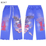 Cross-border foreign trade Vale new drawstring loose fit distressed street hip-hop American style pure cotton versatile pants