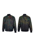Cross-border American fashion Who decides war new American high street embroidered full-floral jacket PU leather coat