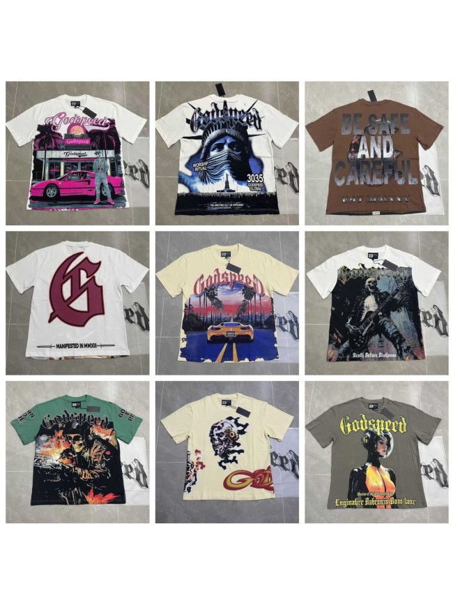 New GD trendy brand loose-fit pure cotton short-sleeve T-shirt for men and women, summer print street style