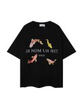 Printed short-sleeve T-shirt for men and women, loose and trendy for couples in summer
