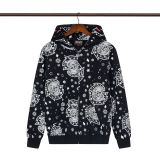 Cross-border trendy brand Glo Long's new full-print hooded pure cotton zip-up American street hip-hop sweatshirt