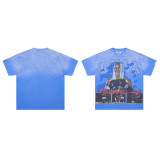 Cross-border American fashion brand DUAA's new rhinestone-embellished American street hip-hop pure cotton high-quality casual versatile short-sleeve T-shirt