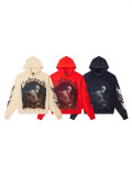 Cross-border 25ss autumn and winter new style direct-print washed vintage pure cotton hip-hop trendy hoodie sweatshirt