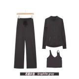 Original Embroidered  Straight Pants, U-Back Vest, Stand-Up Collar Jacket Set, Barely-there Fitness Sports Bra with Beautiful Back Design