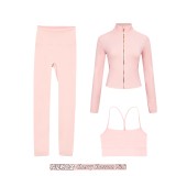 Original Embroidered  Short Jacket Y-Back Vest Nine-Point Set Gold Yoga Sports Solid Color Short Style