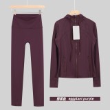 Original Embroidered  Cropped Pants and Jacket Set Slim Fit Cropped Pants Slim Fit Jacket Stretchy Sports Running Wear