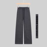 Original Embroidered  Sweatpants, Loose Fleece-Lined Straight Pants, Women's High-Waisted Wide-Leg Pants with Drawstring