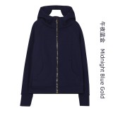 Original Embroidered  Slim-Fit Full-Zip Hooded Fleece Sweatshirt Casual Sports Slimming Jacket for Women