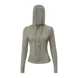 Original Define hooded jacket yoga wear slim-fit zip-up cardigan casual sports fitness women's style