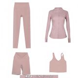 Original embroidered  stand-up collar jacket, three-quarter pants, nine-quarter pants, U-shaped tank top, four-piece slim-fit stretch suit