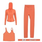 Original Embroidered  Hooded Jacket U-Shaped Nine-Point Set with Chest Pads, Top, Jacket, and Nine-Point Pants