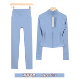 Original Embroidered  Short Stand-up Collar Jacket and Cropped Pants Set, Slim Fit, Waist-Cinching, Slimming, for Sports and Fitness
