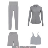 Original embroidered  stand-up collar jacket, three-quarter pants, nine-quarter pants, U-shaped tank top, four-piece slim-fit stretch suit