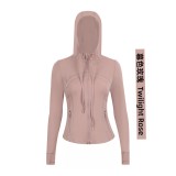 Original Embroidered  Slim-Fit Full-Zip Hooded Cardigan  Jacket Casual Sports Slimming Coat for Women