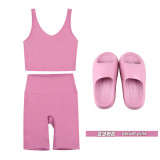 Original embroidered  thick-soled EVA sandals with U-shaped tank top and chest pad, five-piece set for women, summer