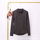 The same classic Define stand-up collar yoga top with original label, women's long-sleeve sports fitness jacket