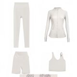 Original embroidered  stand-up collar jacket, three-quarter pants, nine-quarter pants, U-shaped tank top, four-piece slim-fit stretch suit