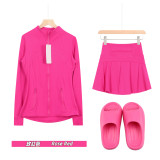Original Embroidered  Thick-Soled EVA Sandals, Jacket, Short Skirt Set for Women, Summer Slim-Fit Sports Yoga Wear