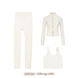 Original Embroidered  Short Jacket, Gold U-Shaped Vest, Nine-Point Yoga Fitness Sports Short Coat