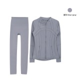 Same style jacket DF set top long-sleeve women's tight-fitting stand-up collar elastic fitness sports running yoga wear