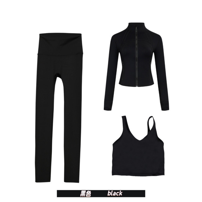 Original Embroidered  Short Jacket, Gold U-Shaped Vest, Nine-Point Yoga Fitness Sports Short Coat