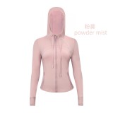 Original Embroidered  Slim-Fit Full-Zip Hooded Cardigan  Jacket Casual Sports Slimming Coat for Women