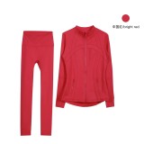 Same style jacket DF set top long-sleeve women's tight-fitting stand-up collar elastic fitness sports running yoga wear