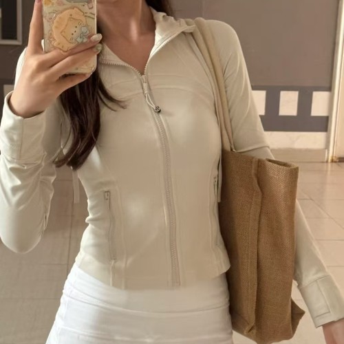 Original define short stand-up collar jacket, new model for yoga and running, women's slim-fit, elastic and shaping