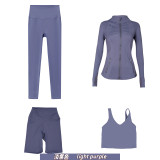 Original embroidered  stand-up collar jacket, three-quarter pants, nine-quarter pants, U-shaped tank top, four-piece slim-fit stretch suit