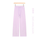 Original Embroidered  Sweatpants, Loose Fleece-Lined Straight Pants, Women's High-Waisted Wide-Leg Pants with Drawstring