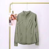 Same style as Define original label, gold zipper yoga jacket, stand-up collar fitness jacket, long-sleeved running sports coat