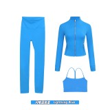 Original Embroidered  Short Jacket Y-Back Vest Nine-Point Set Gold Yoga Sports Solid Color Short Style