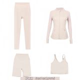 Original embroidered  stand-up collar jacket, three-quarter pants, nine-quarter pants, U-shaped tank top, four-piece slim-fit stretch suit
