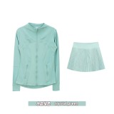 Original Embroidered  Accordion Skirt Stand Collar Jacket Set Anti-Exposure Accordion Skirt Yoga Cardigan Stretchy