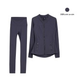 Same style jacket DF set top long-sleeve women's tight-fitting stand-up collar elastic fitness sports running yoga wear