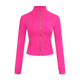 Original define short stand-up collar jacket, new model for yoga and running, women's slim-fit, elastic and shaping