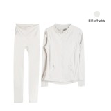 Same style jacket DF set top long-sleeve women's tight-fitting stand-up collar elastic fitness sports running yoga wear